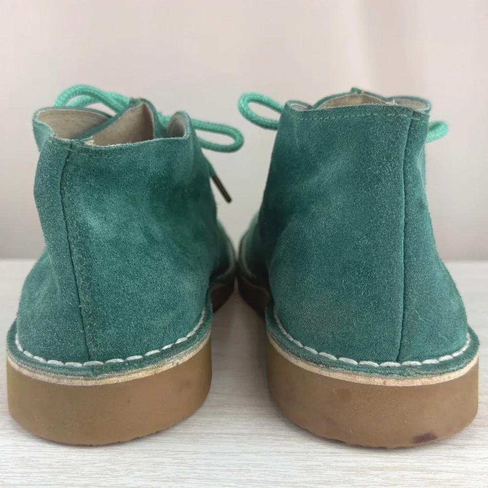 Vintage Mens Teal|Green Chukka Suede Boot|43|Gum Crepe Sole Rockabilly Spain